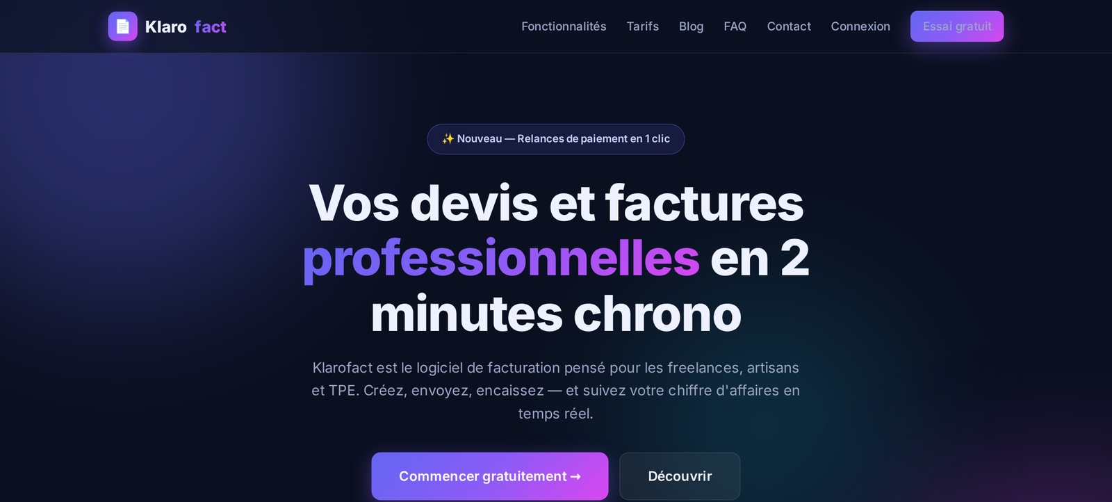 Klarofact — logiciel de devis et factures en ligne