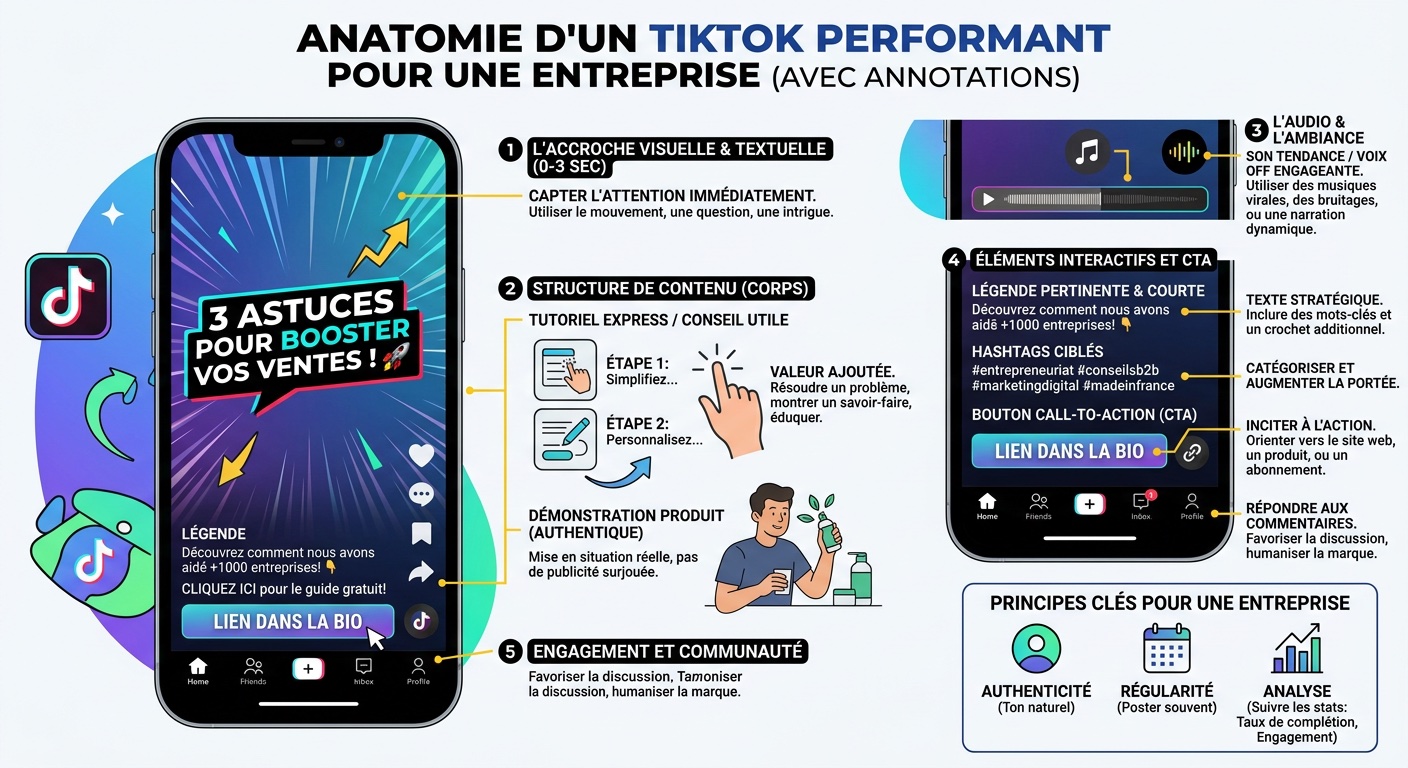 Anatomie d'un TikTok performant pour une entreprise avec annotations