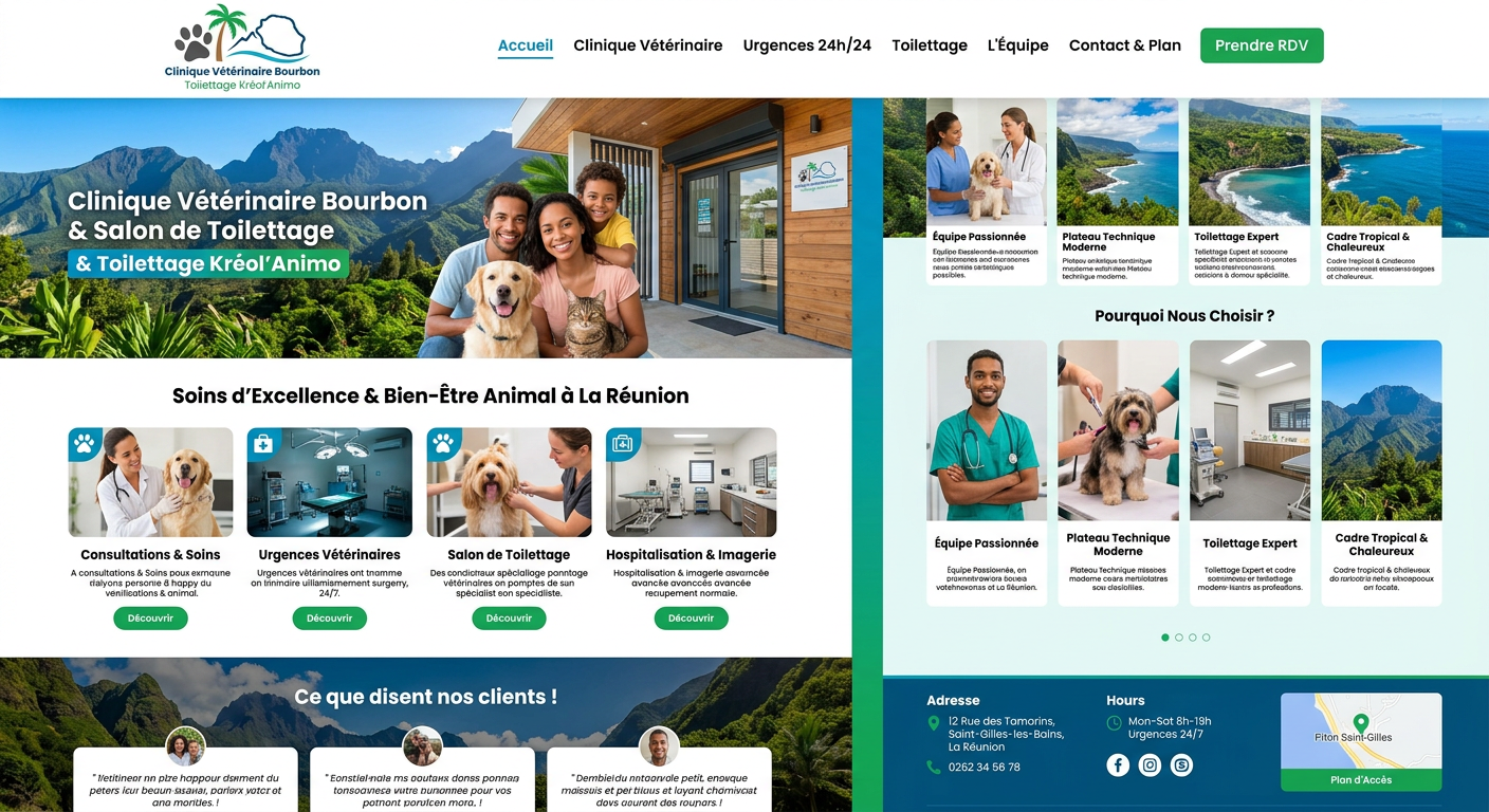 Site internet pour vétérinaire et toilettage à La Réunion