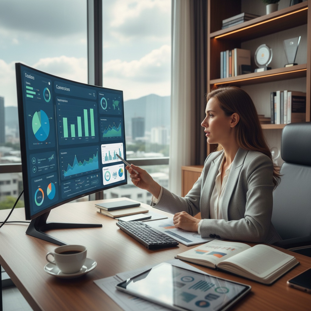 Chef d'entreprise analysant ses campagnes publicitaires