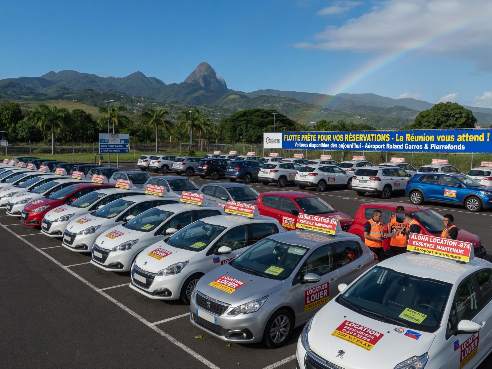 Flotte de voitures de location à La Réunion prête pour les réservations