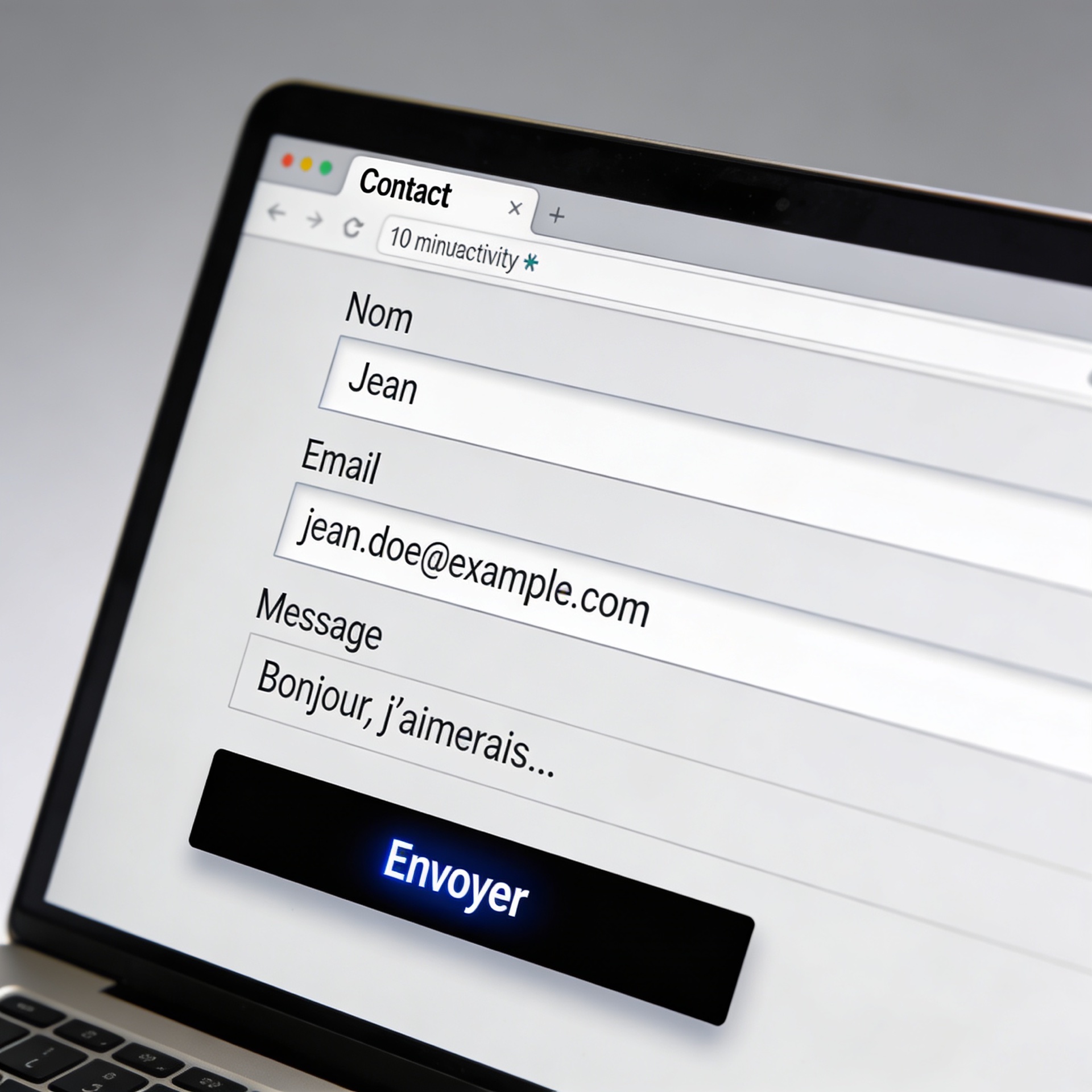 Formulaire de contact abandonné par un utilisateur sur internet