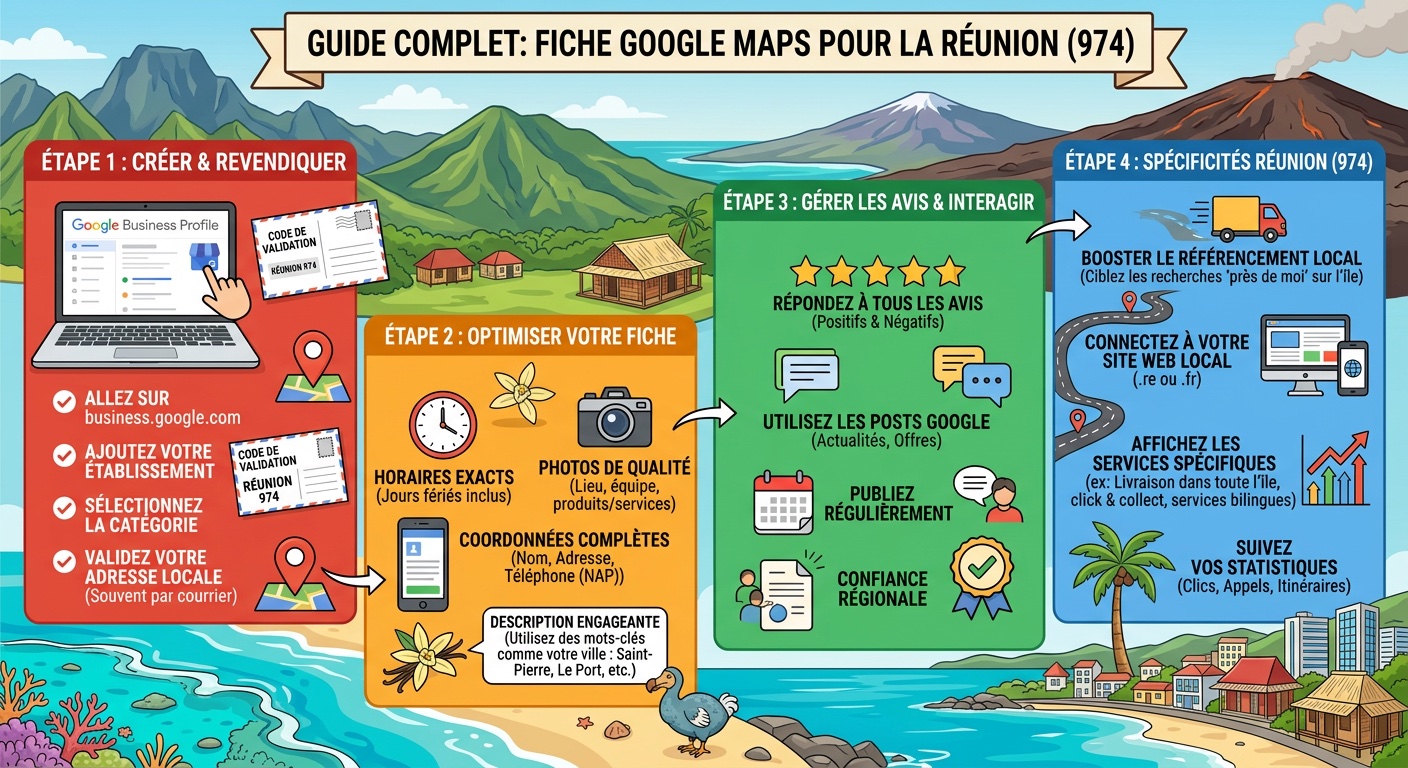 Guide complet pour optimiser sa fiche Google Business Profile à La Réunion 974
