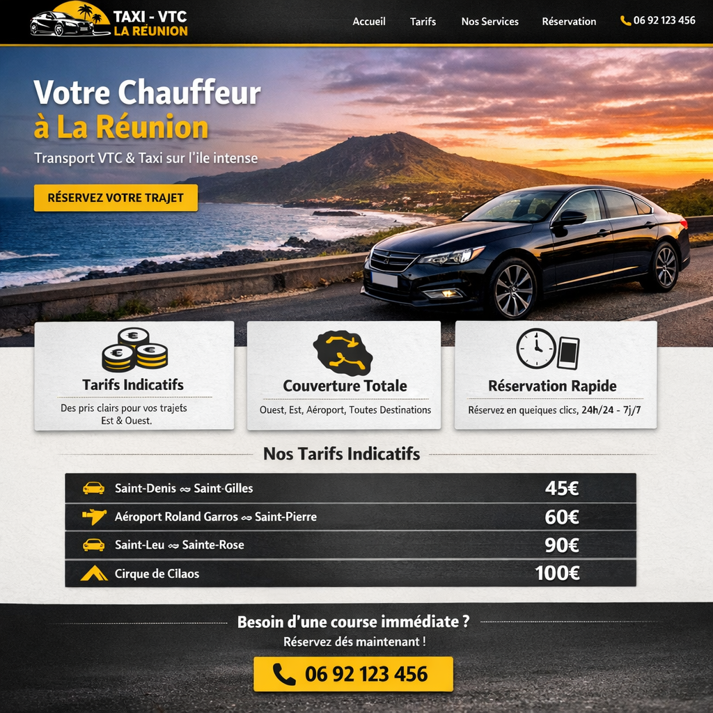 Exemple de structure site taxi VTC 974