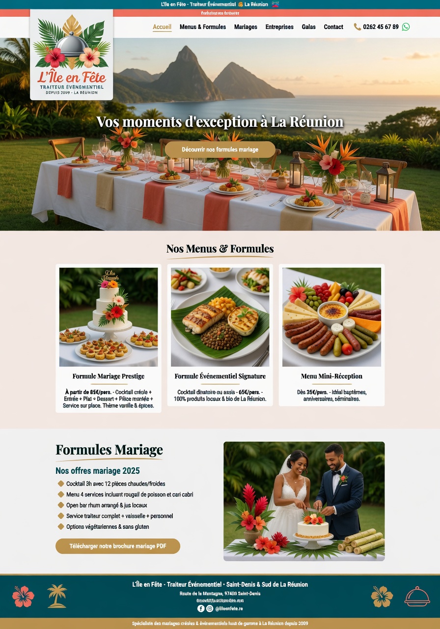 Exemple de structure site traiteur événementiel 974