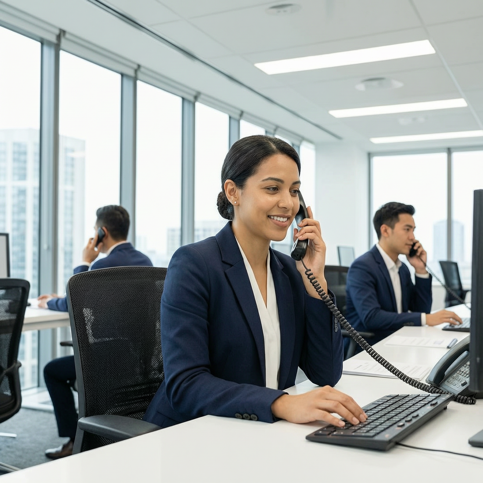 Service client professionnel répondant aux réclamations au téléphone