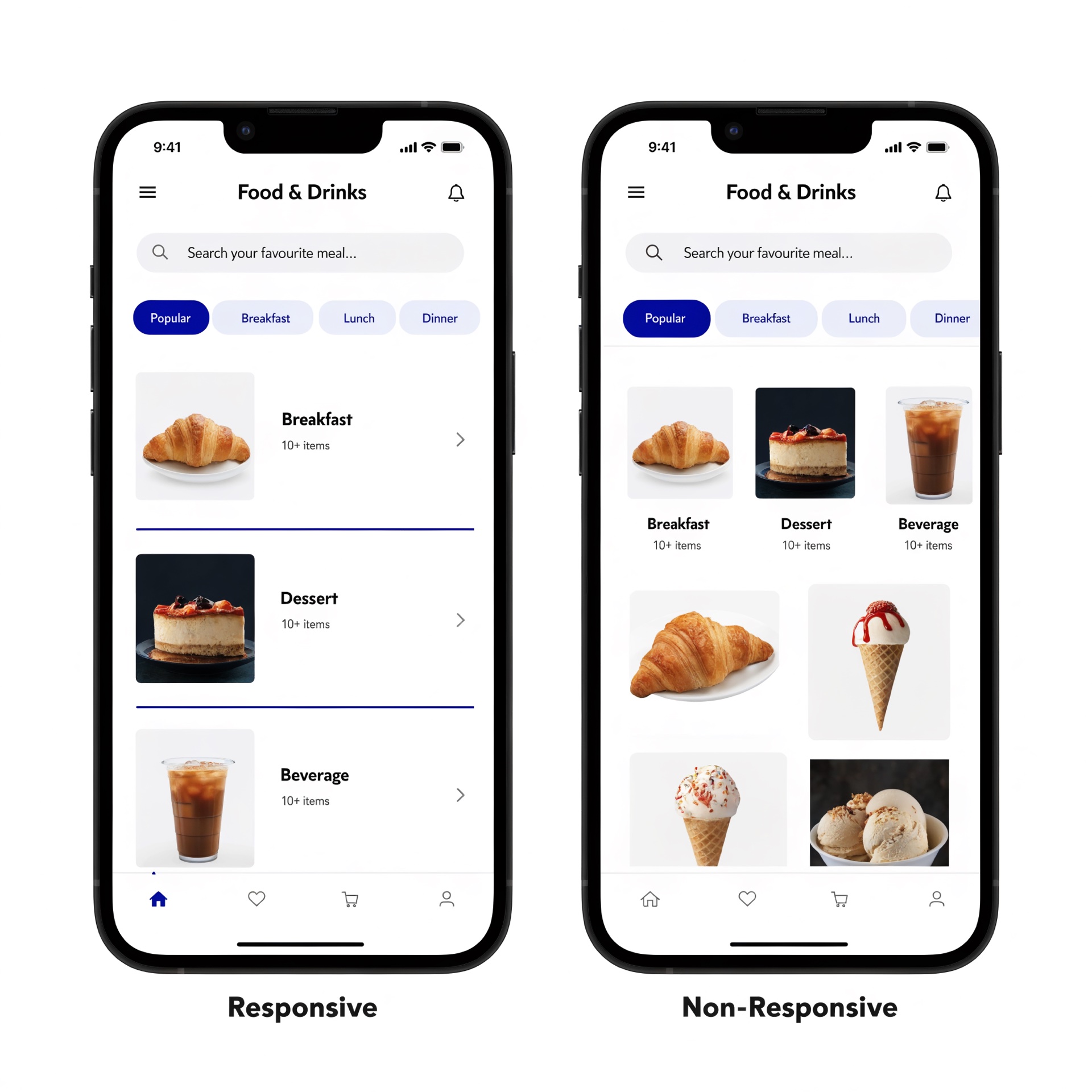 Comparaison entre site responsive et site non responsive sur mobile